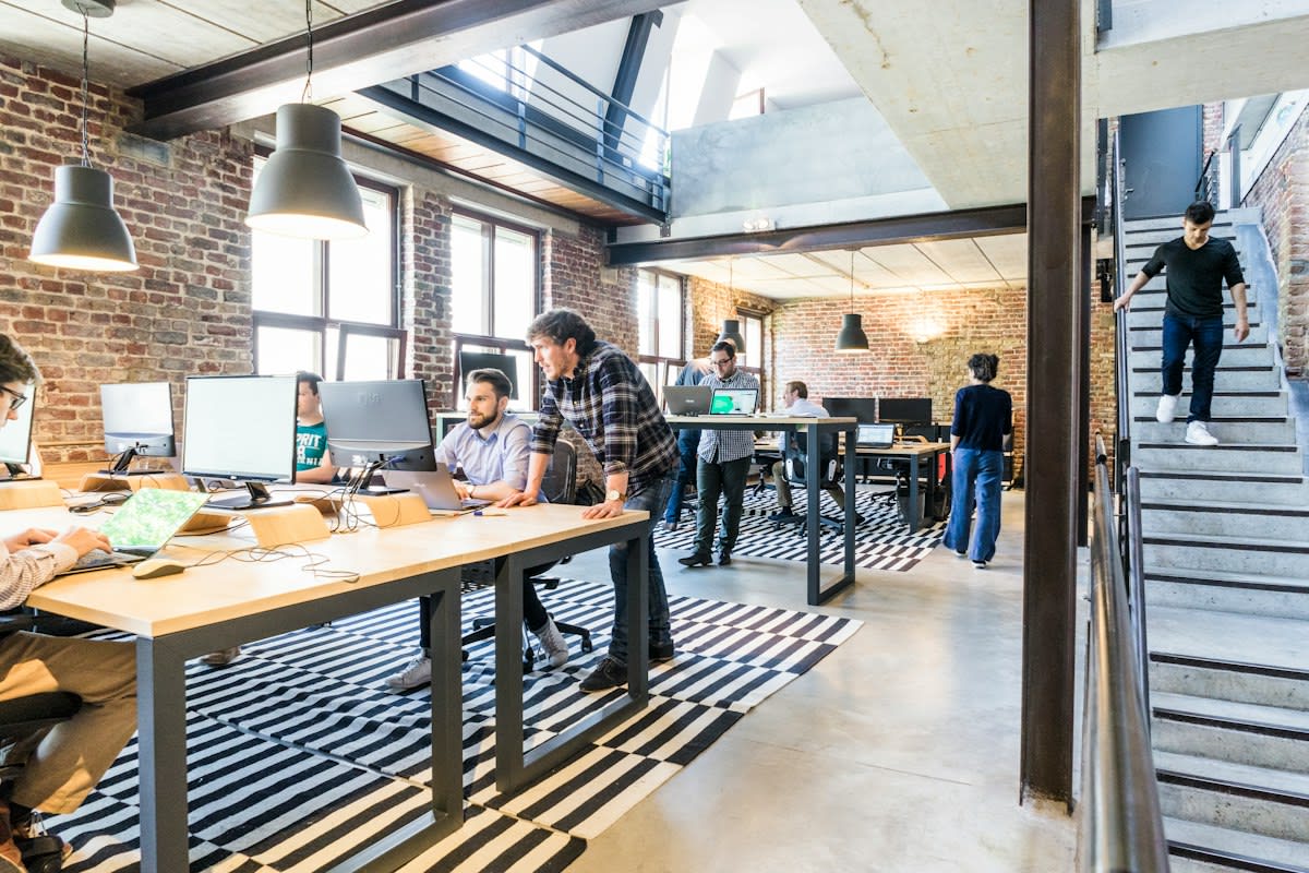 Diverse team working on a digital product in a modern office