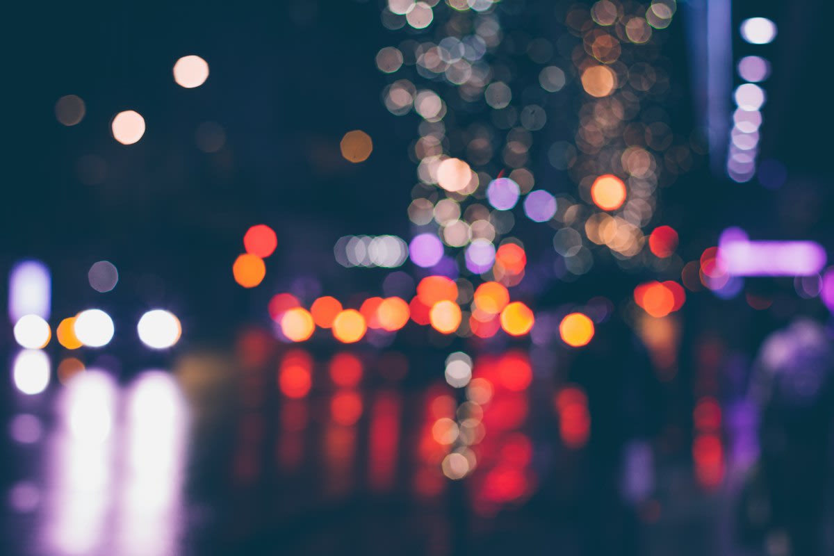 blurred city lights night view