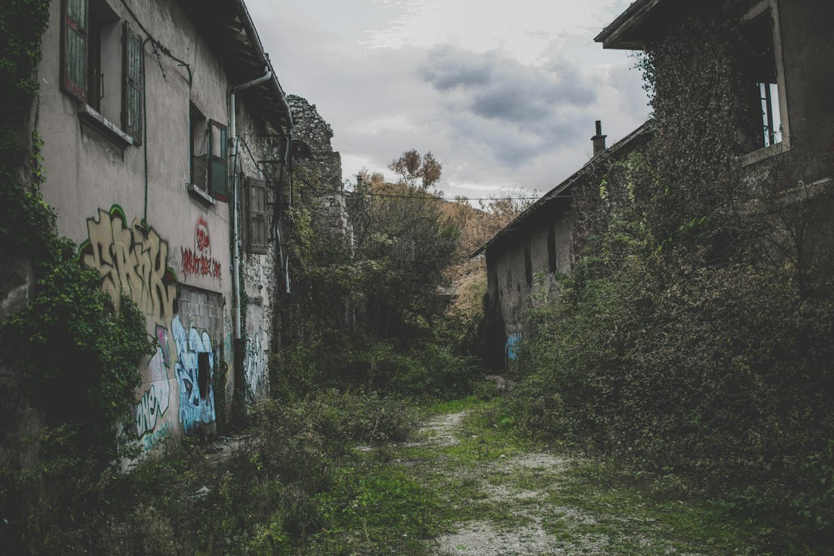 Abandoned rural Italian village street