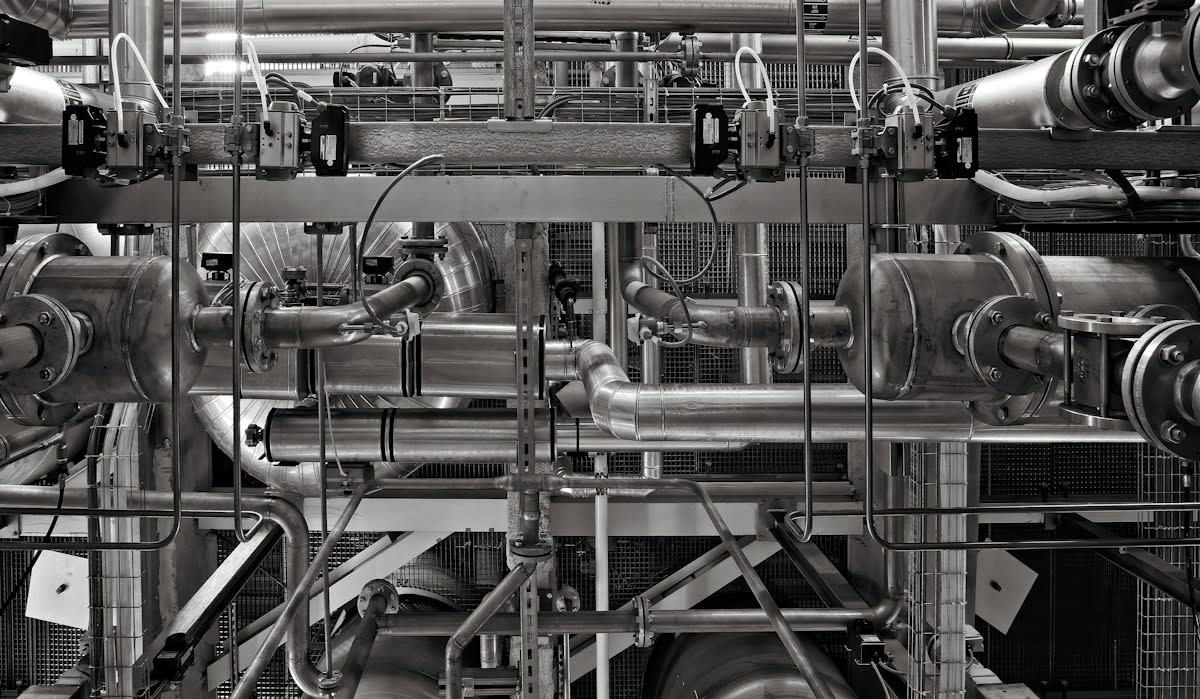 Industrial chemical plant pipes