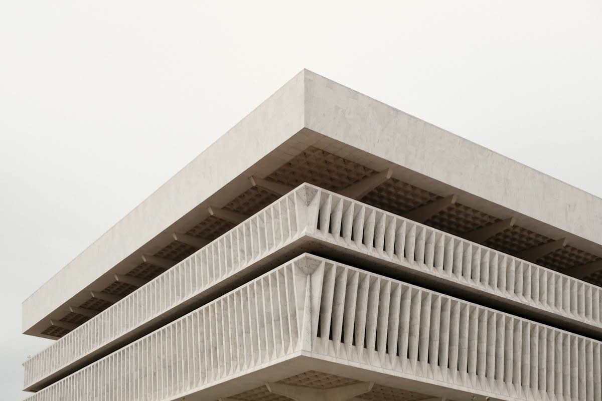 Brutalist concrete architecture detail