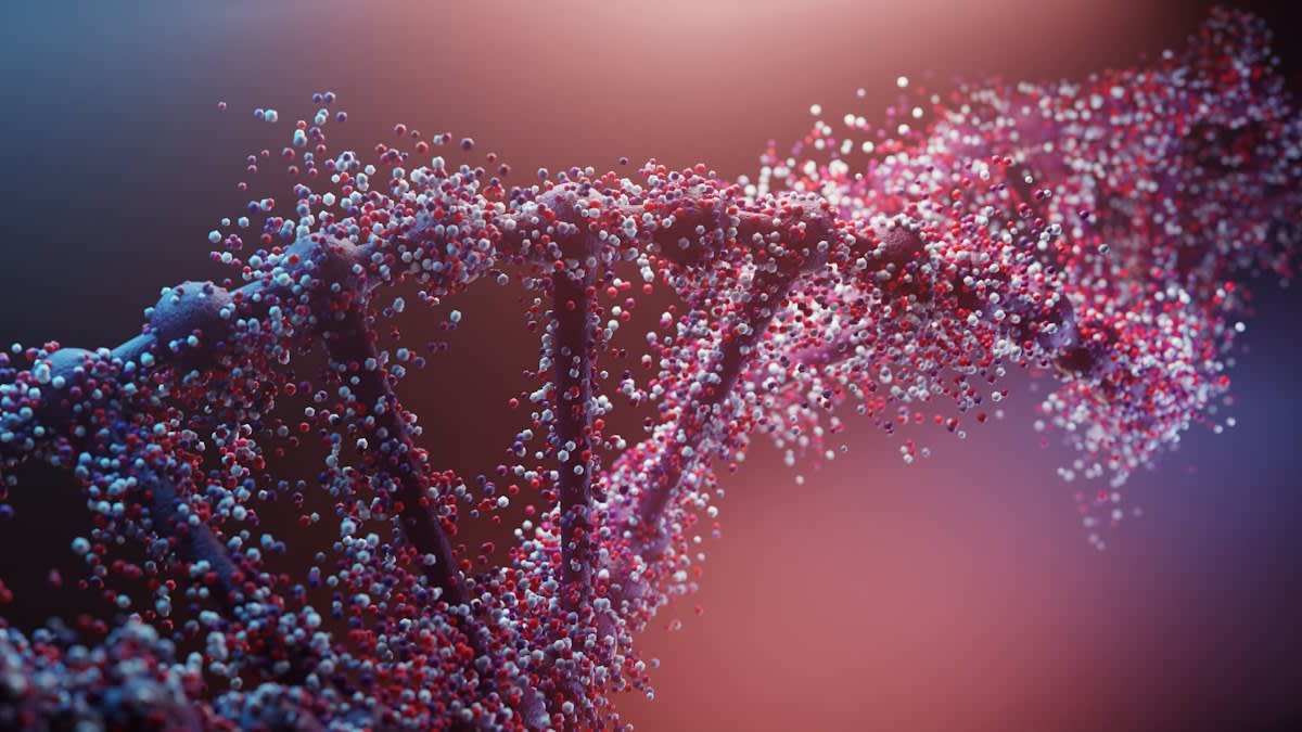 Abstract representation of neural decay and molecular markers