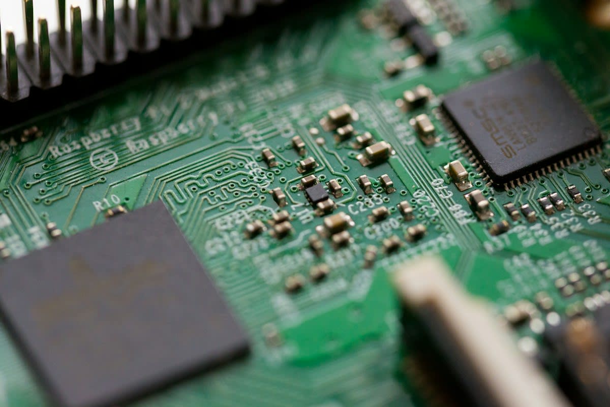 macro shot of a circuit board with dust and corrosion