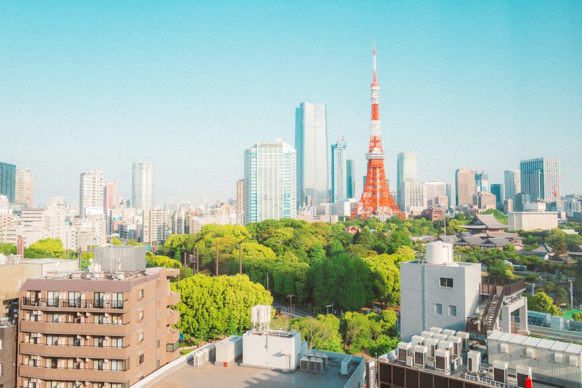 Modern Tokyo cityscape with focus on elderly residents