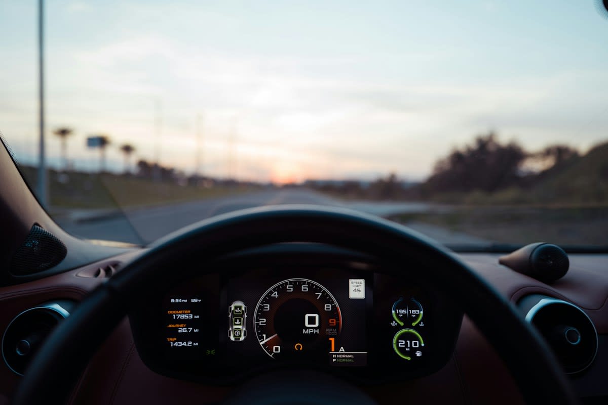 Close up of a locked digital interface on a car dashboard