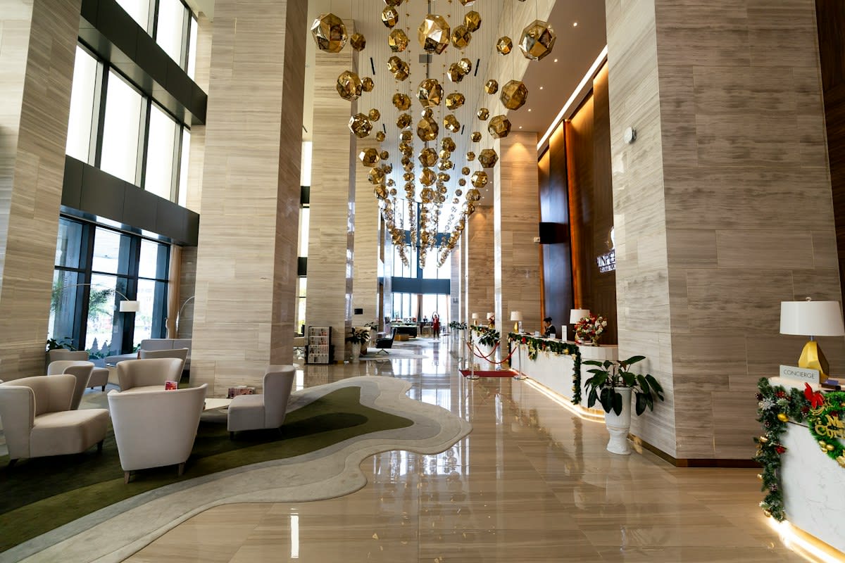 Luxury hotel lobby interior