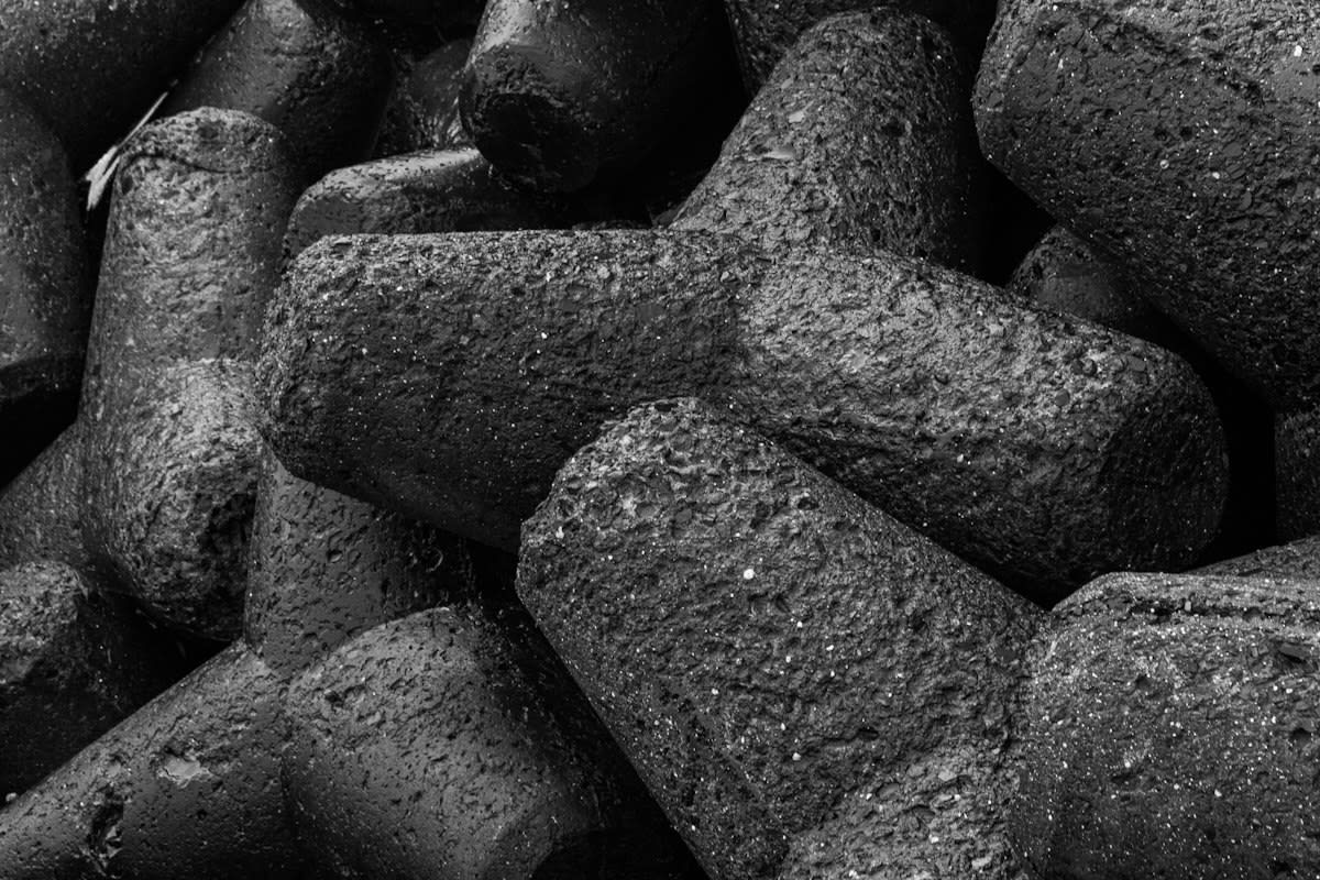 Close up of high-grade iron ore pellets