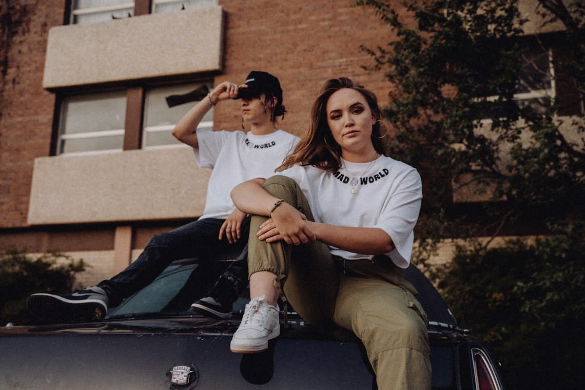 Avant-garde luxury streetwear in an urban setting
