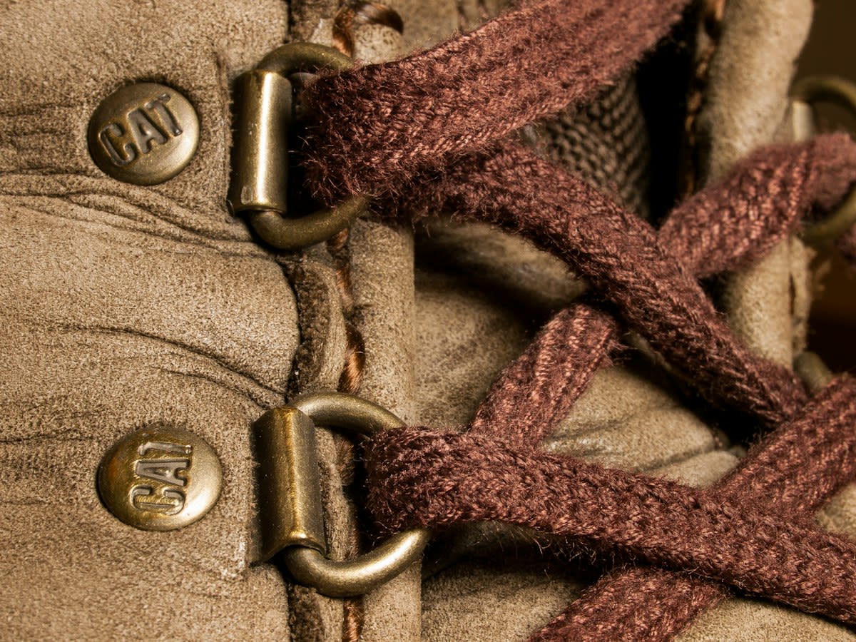 Close up of distressed luxury footwear