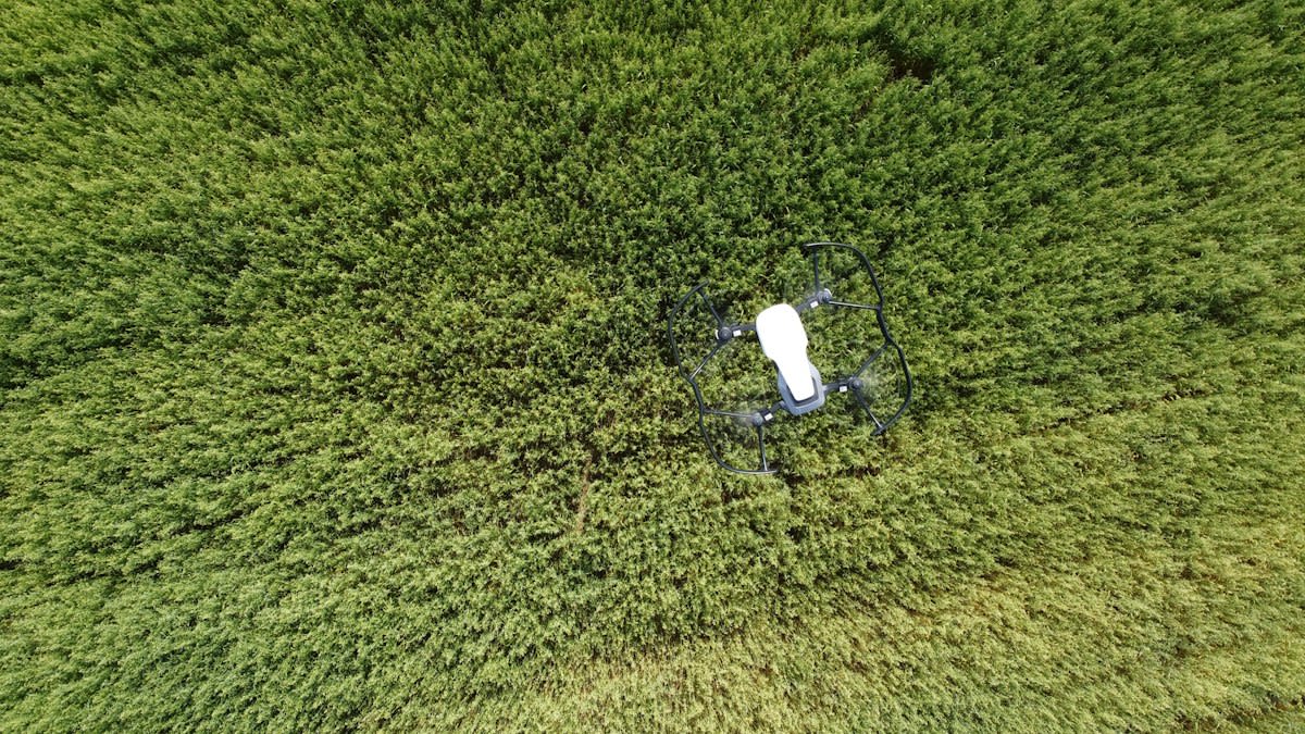 Agricultural drone in a field