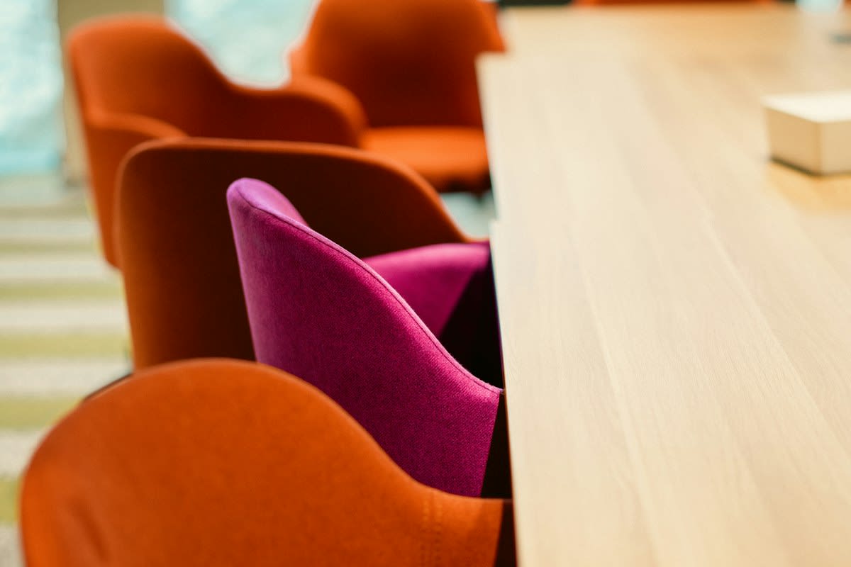 Close up of a high-end corporate boardroom table