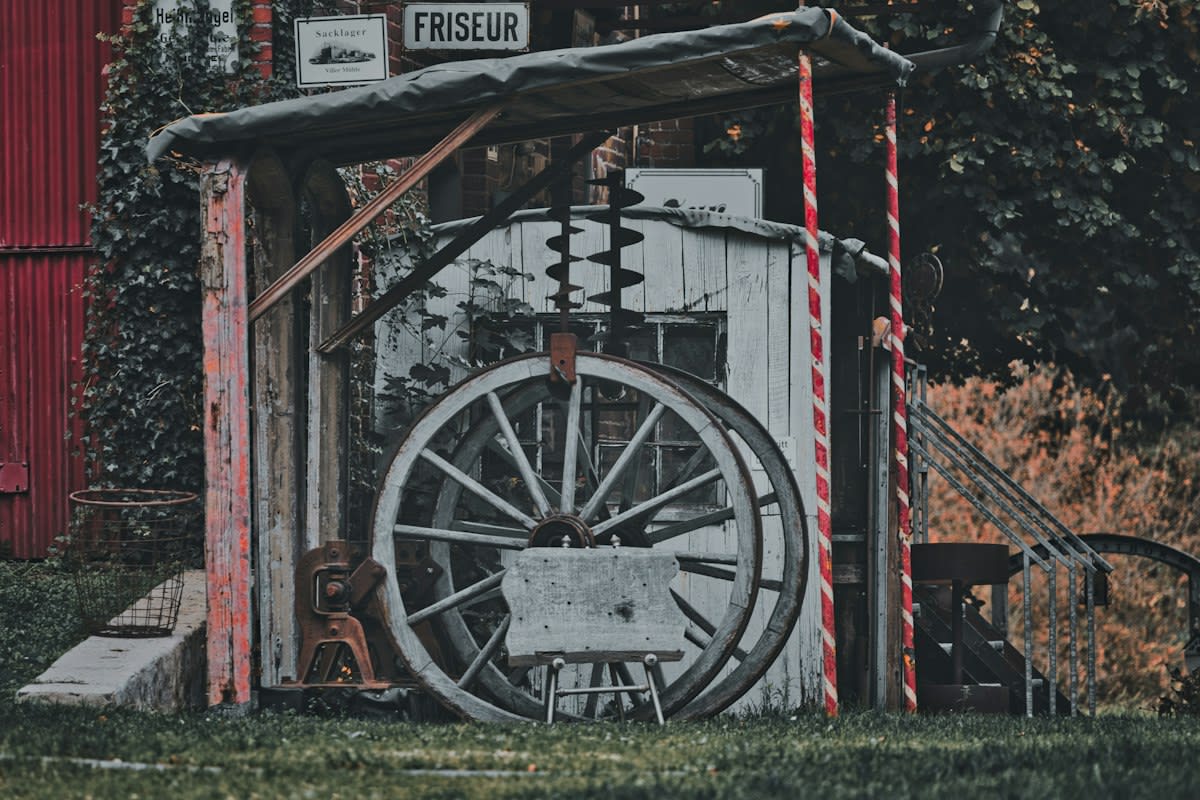 Old weaving loom in a rustic setting