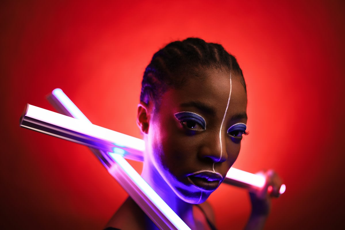 Cyberpunk fashion digital render
