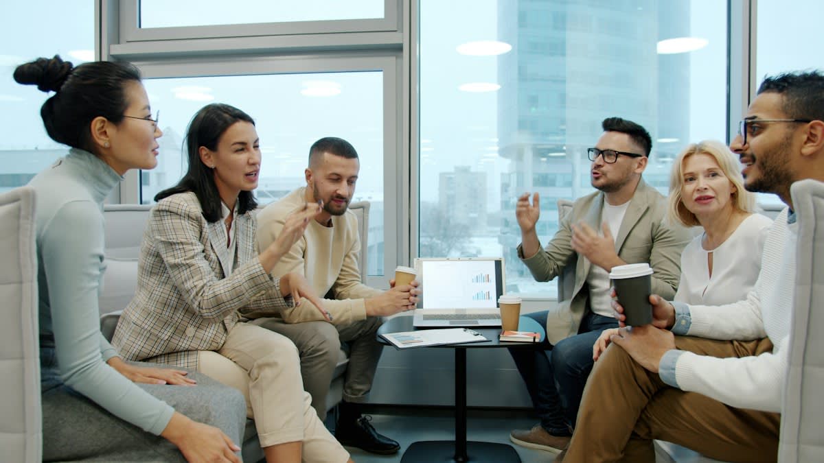 Group of professionals in a heated discussion