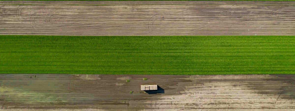 Industrial fertilizer spreader in a large field