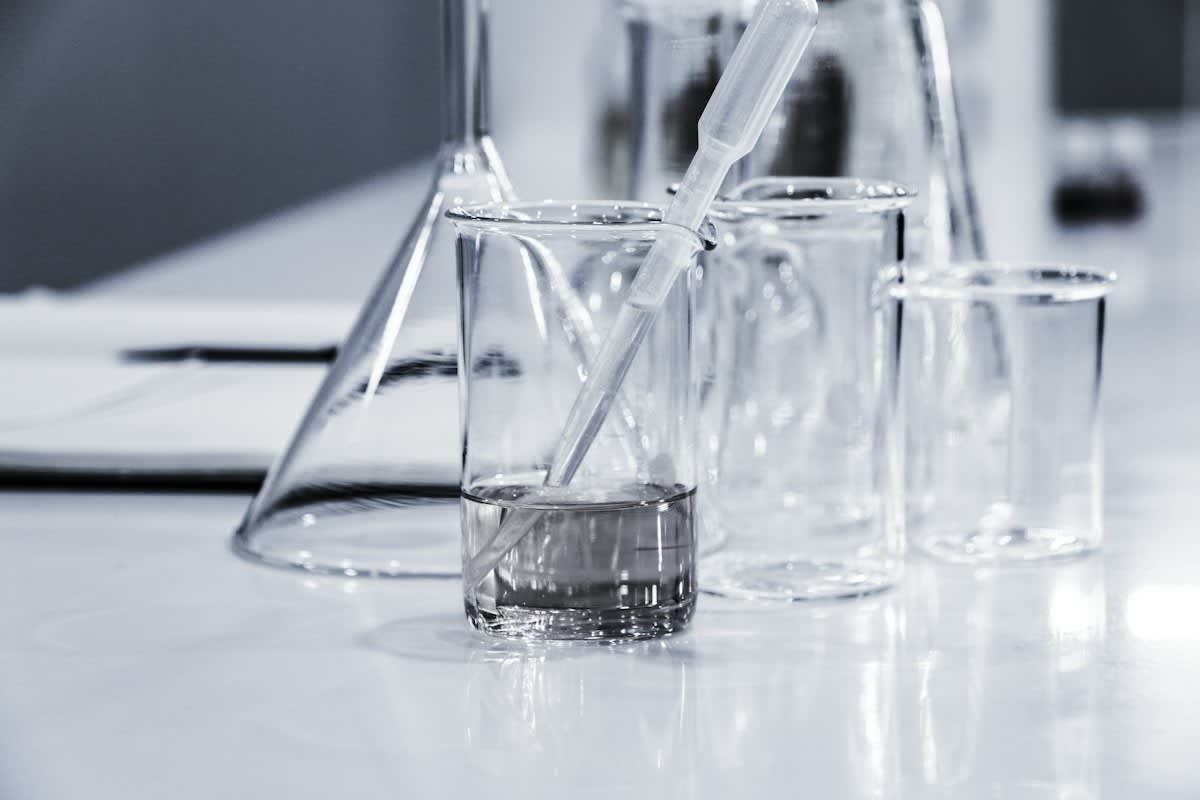 laboratory equipment with flasks