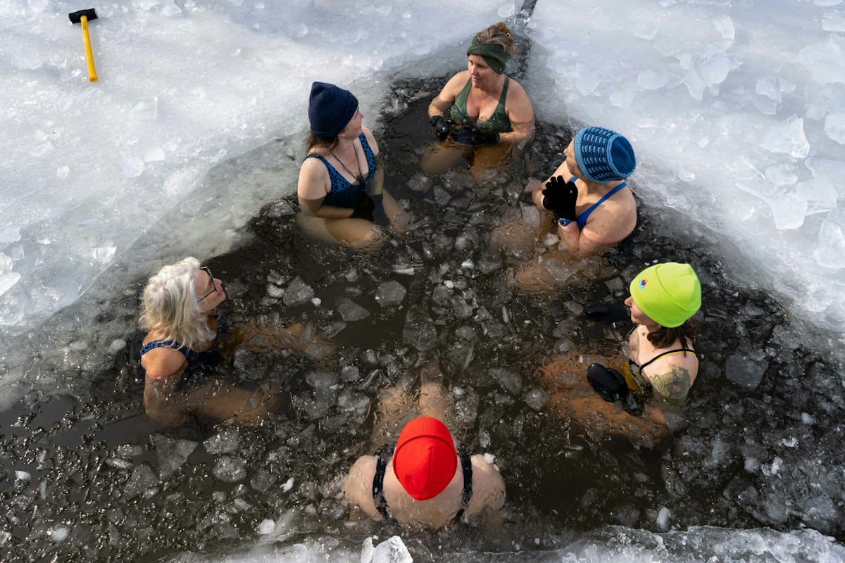 Athlete in cold plunge therapy