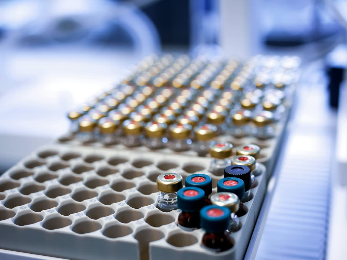 Close up of industrial battery cells in a laboratory