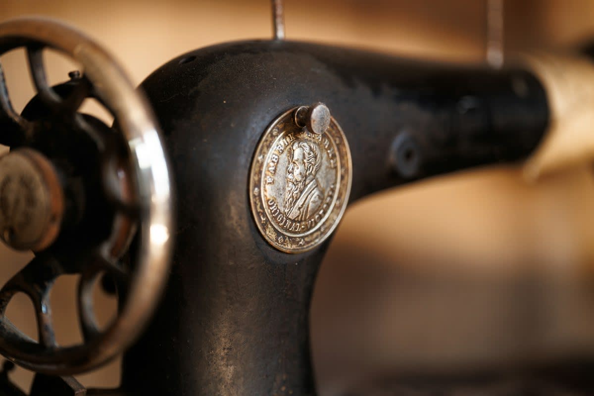 close up of sewing machine