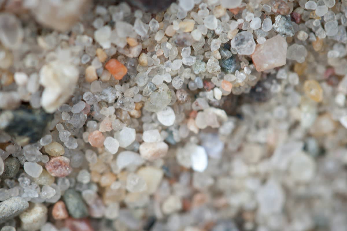 Close up of raw silica sand grains