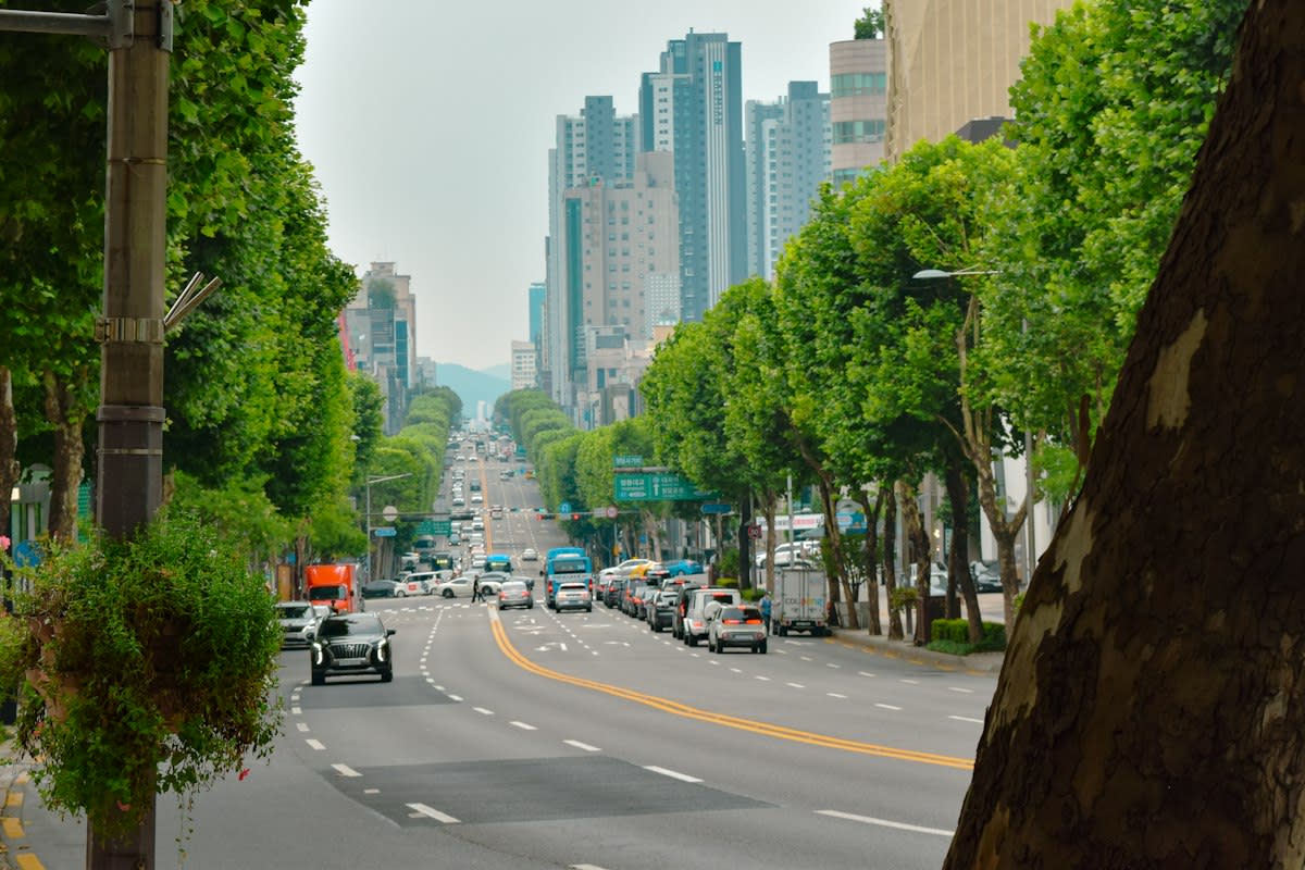 Busy street in Gangnam Seoul