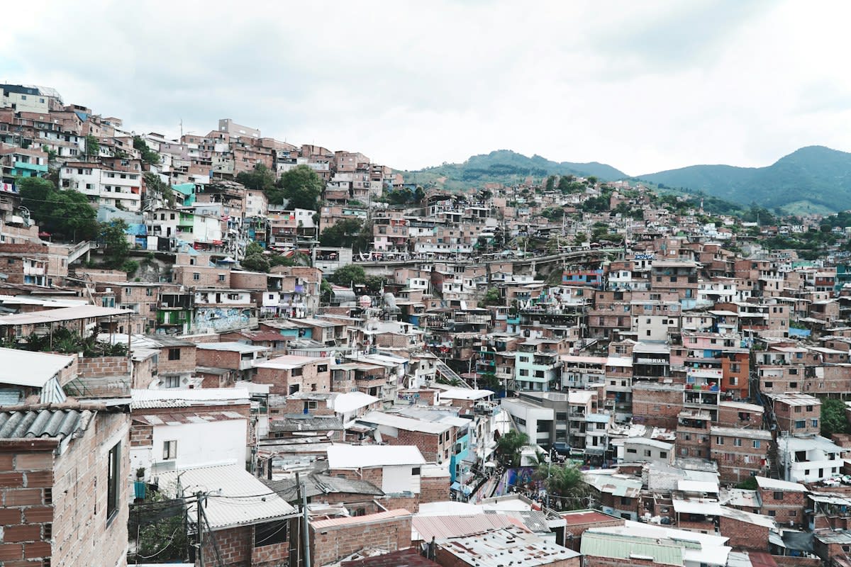 dense urban slum housing