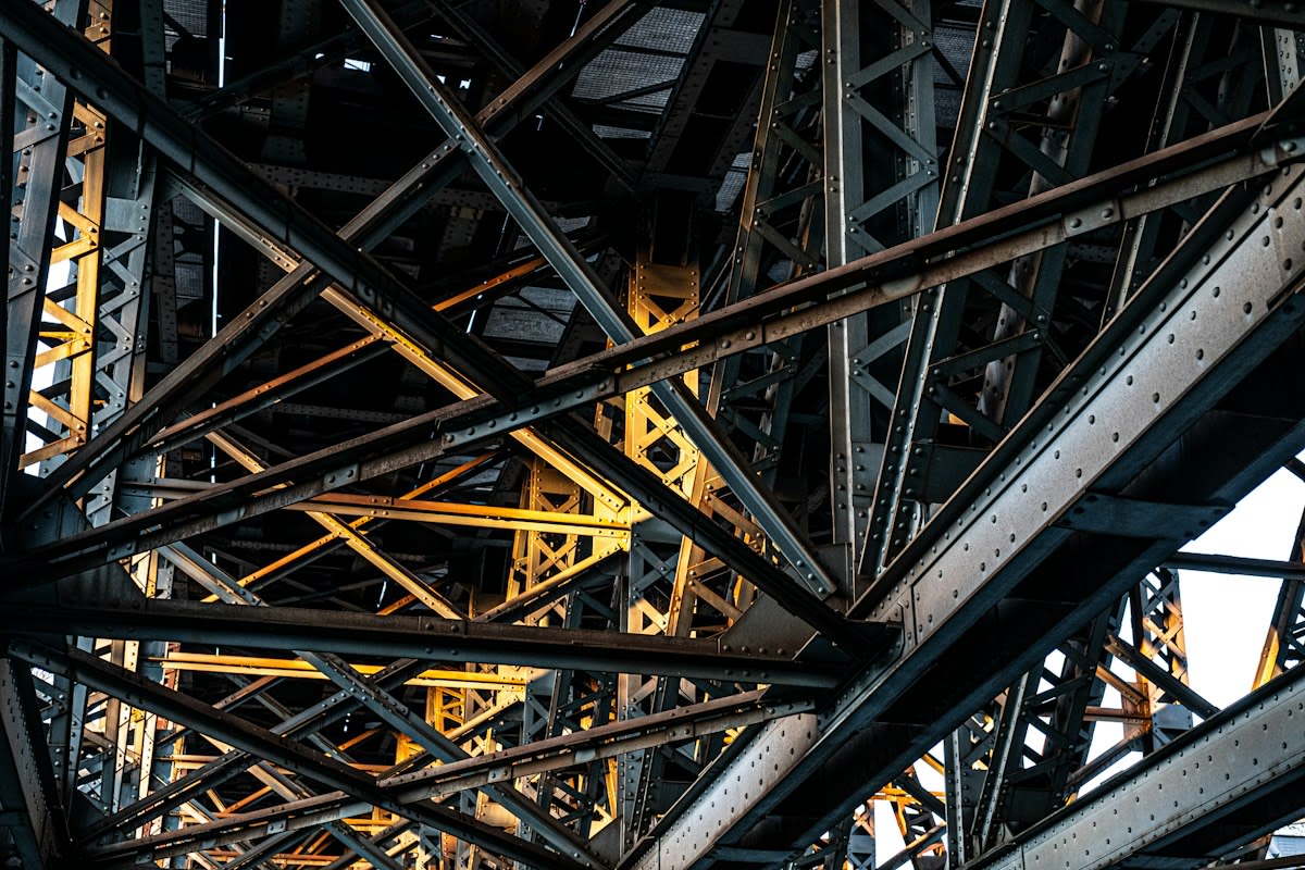 rusted steel beams construction