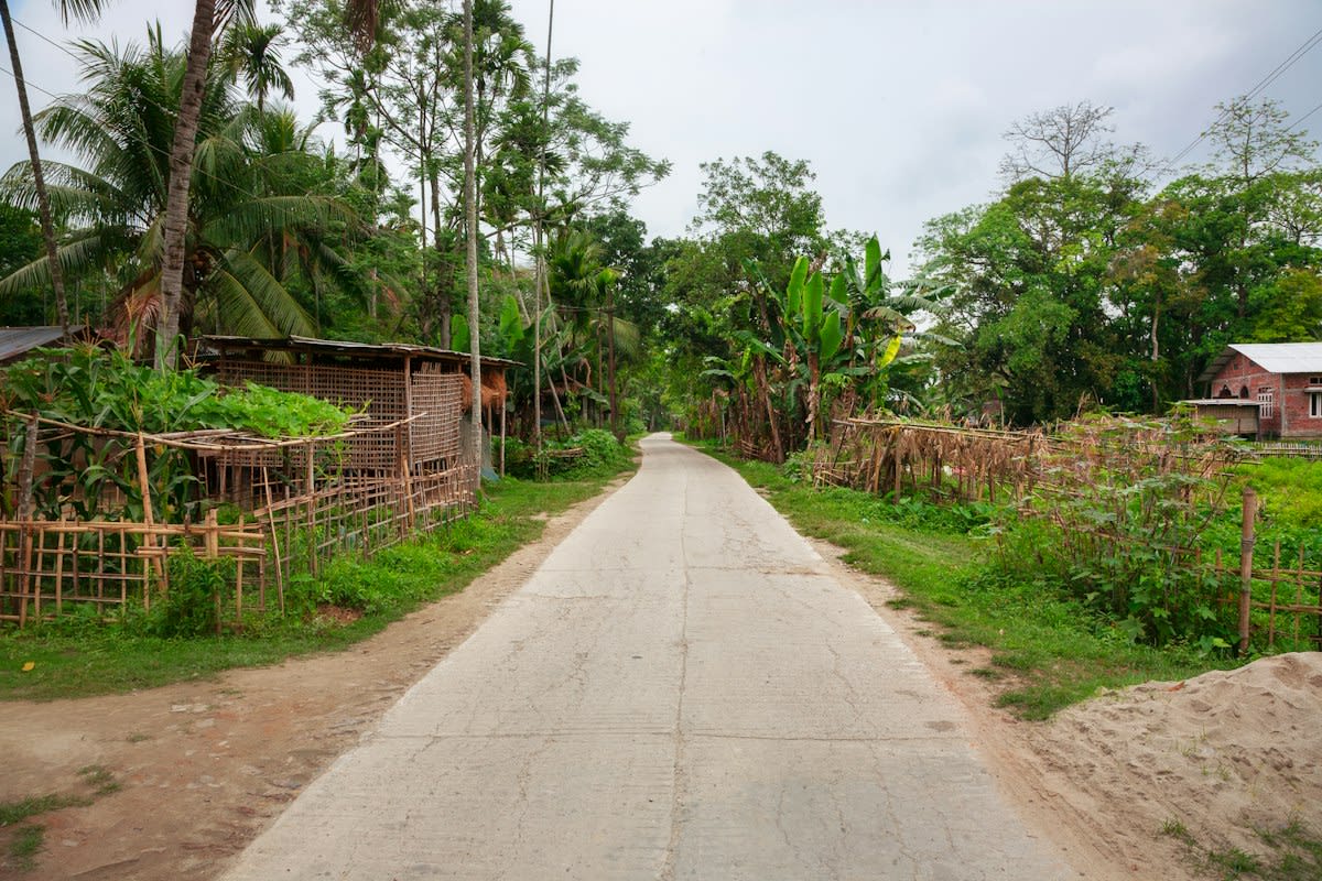 Muddy roads in a tropical village