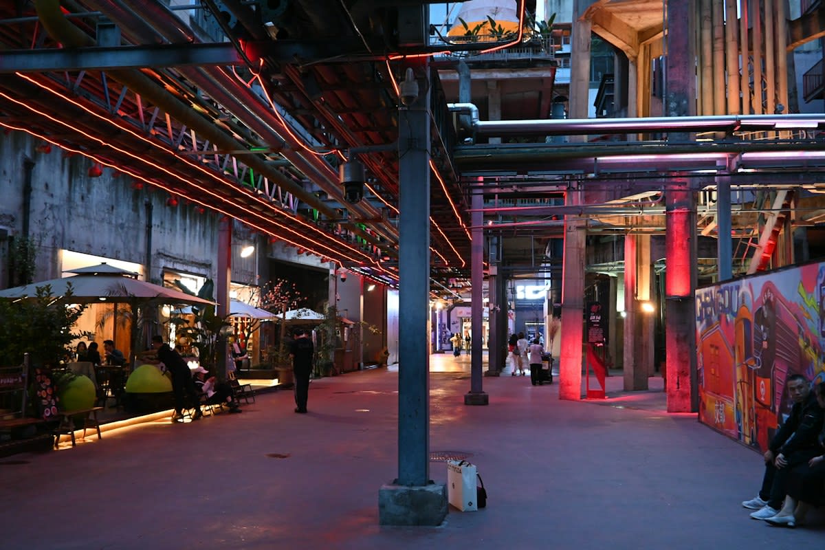modern art in industrial setting