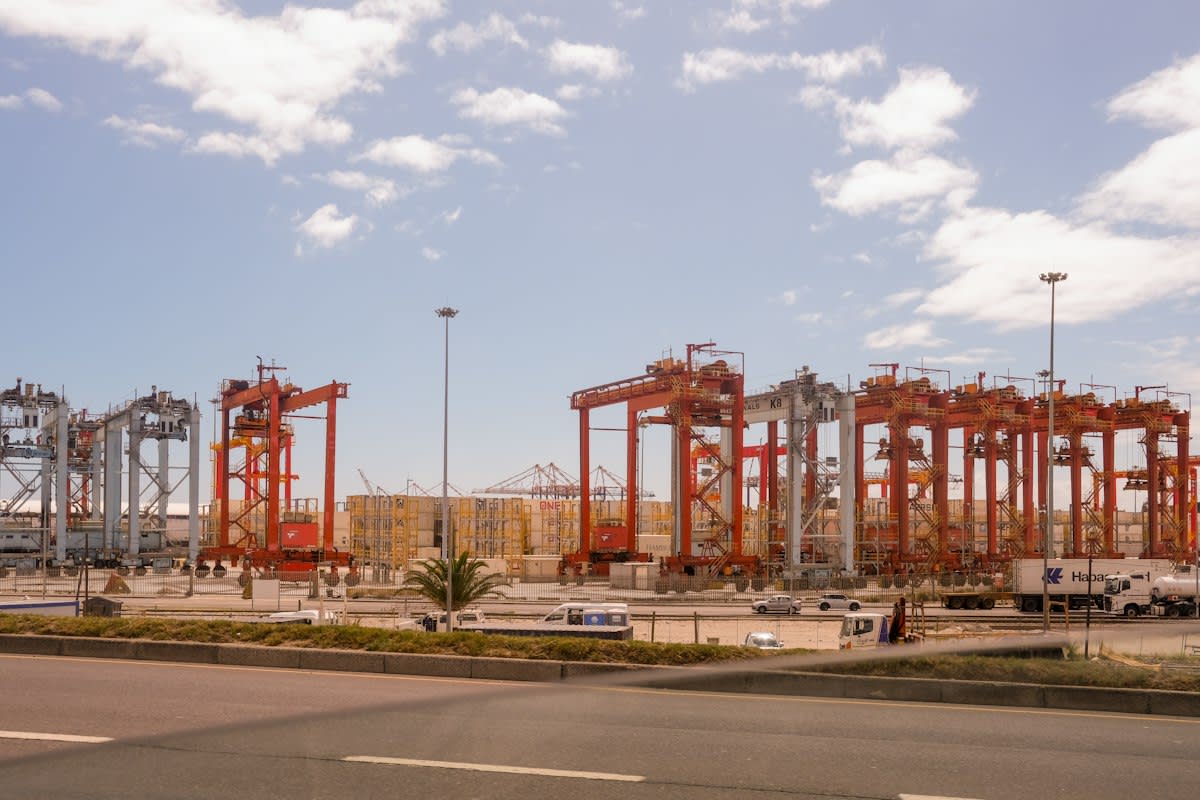shipping containers at a port terminal in the Global South