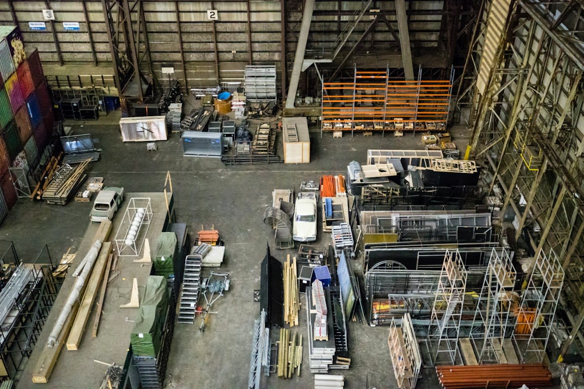 industrial printing press in warehouse