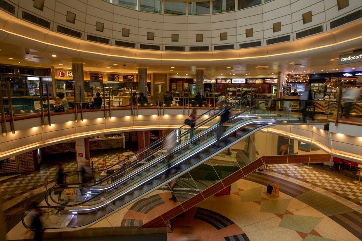 Abandoned shopping mall interior