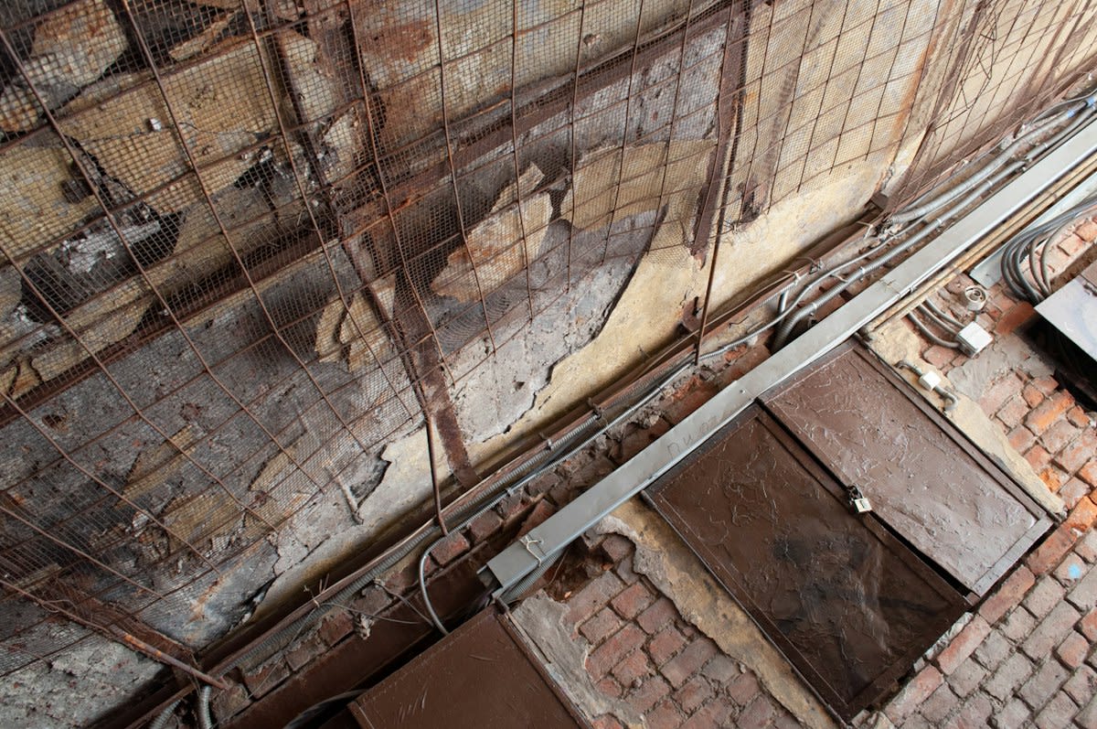 moldy ceiling tiles in an old building