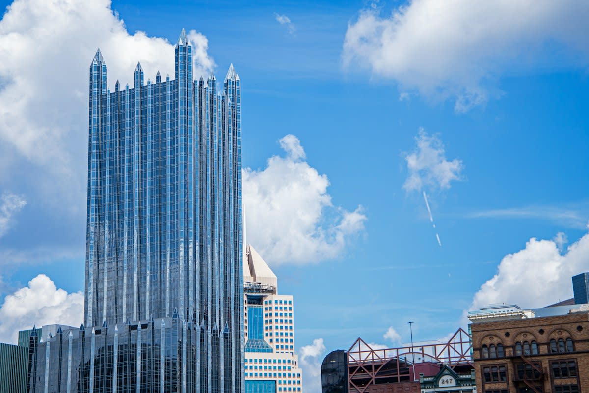 Modern cityscape with glass buildings