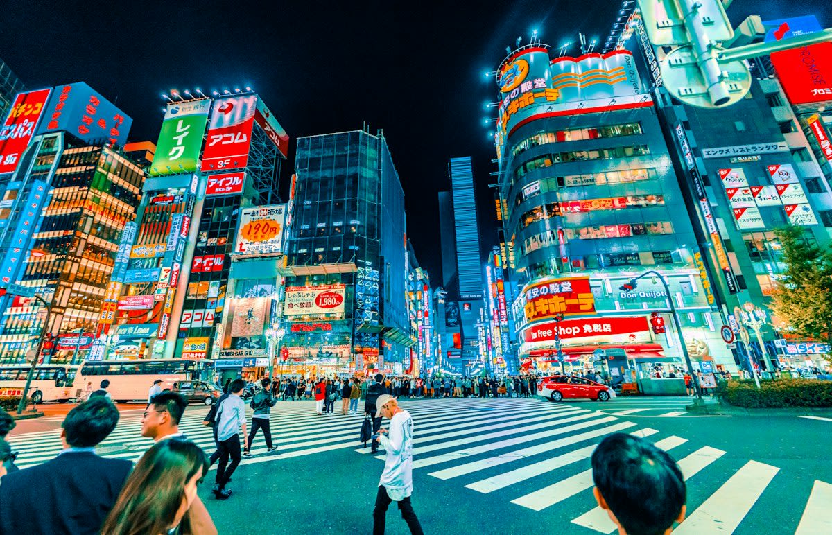 Shinjuku neon streets at night