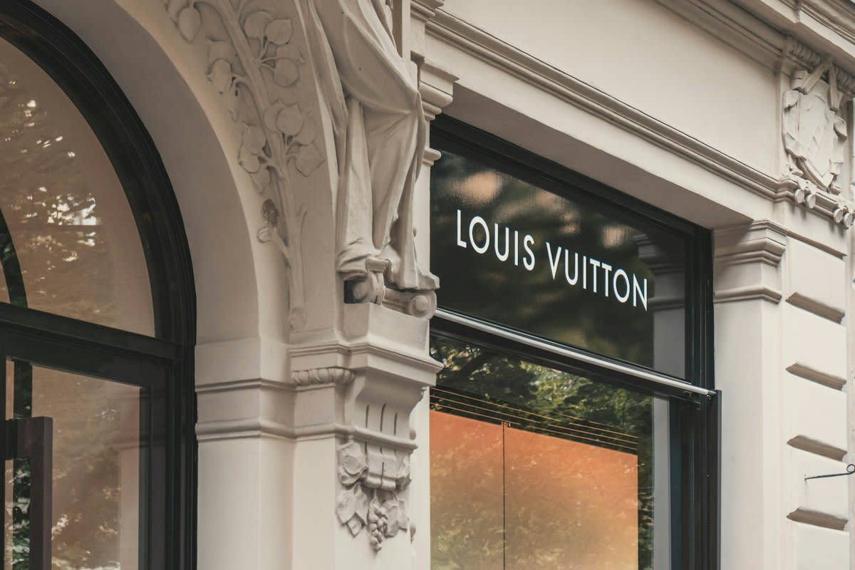 High-end luxury storefront with bright lighting