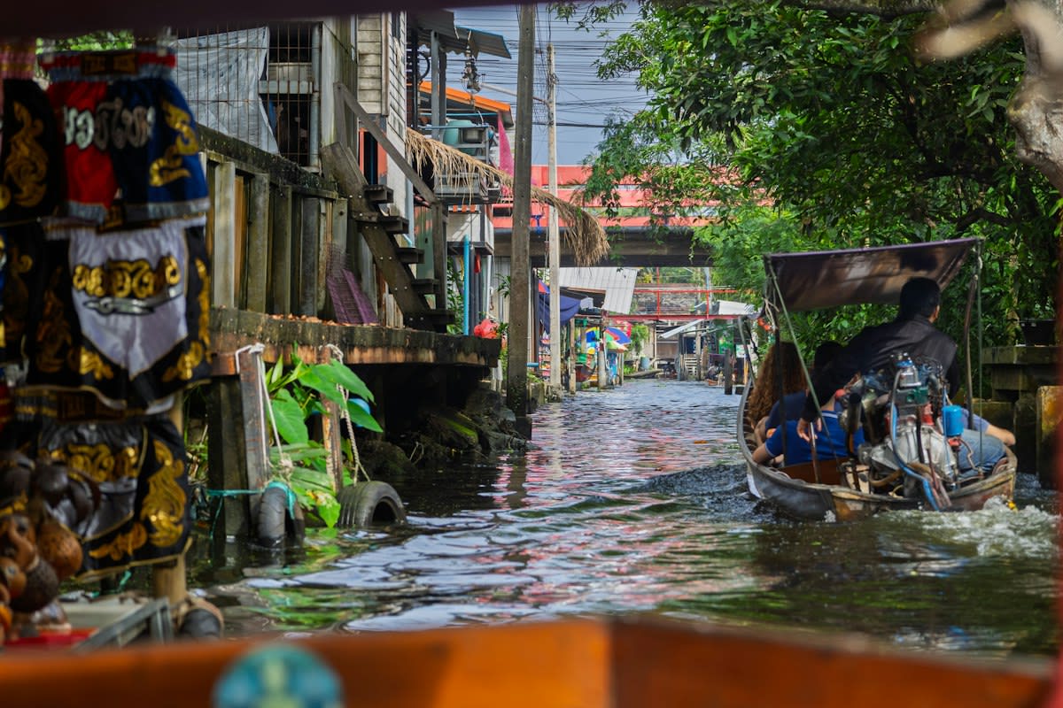 Flooded street in Southeast Asia