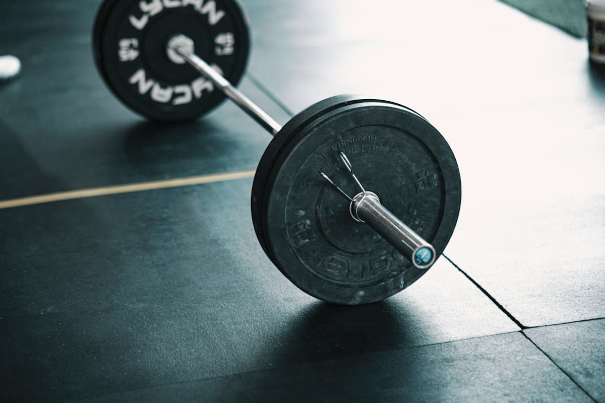 Carbon-scored weight plates in a gym