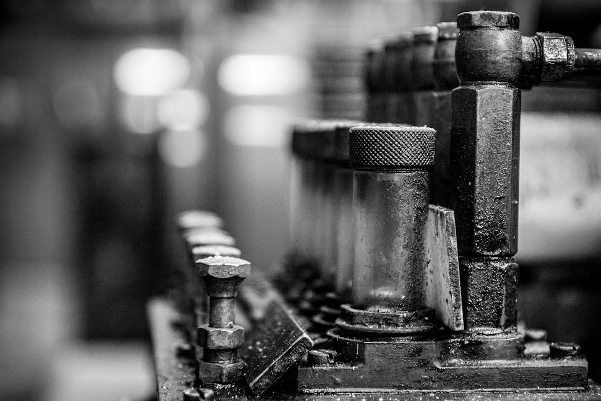Close up of industrial machinery and tools