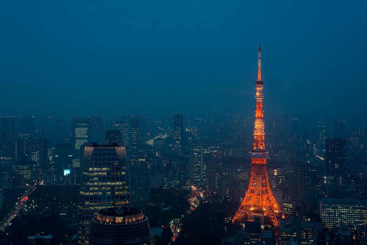 Tokyo skyline neon lights