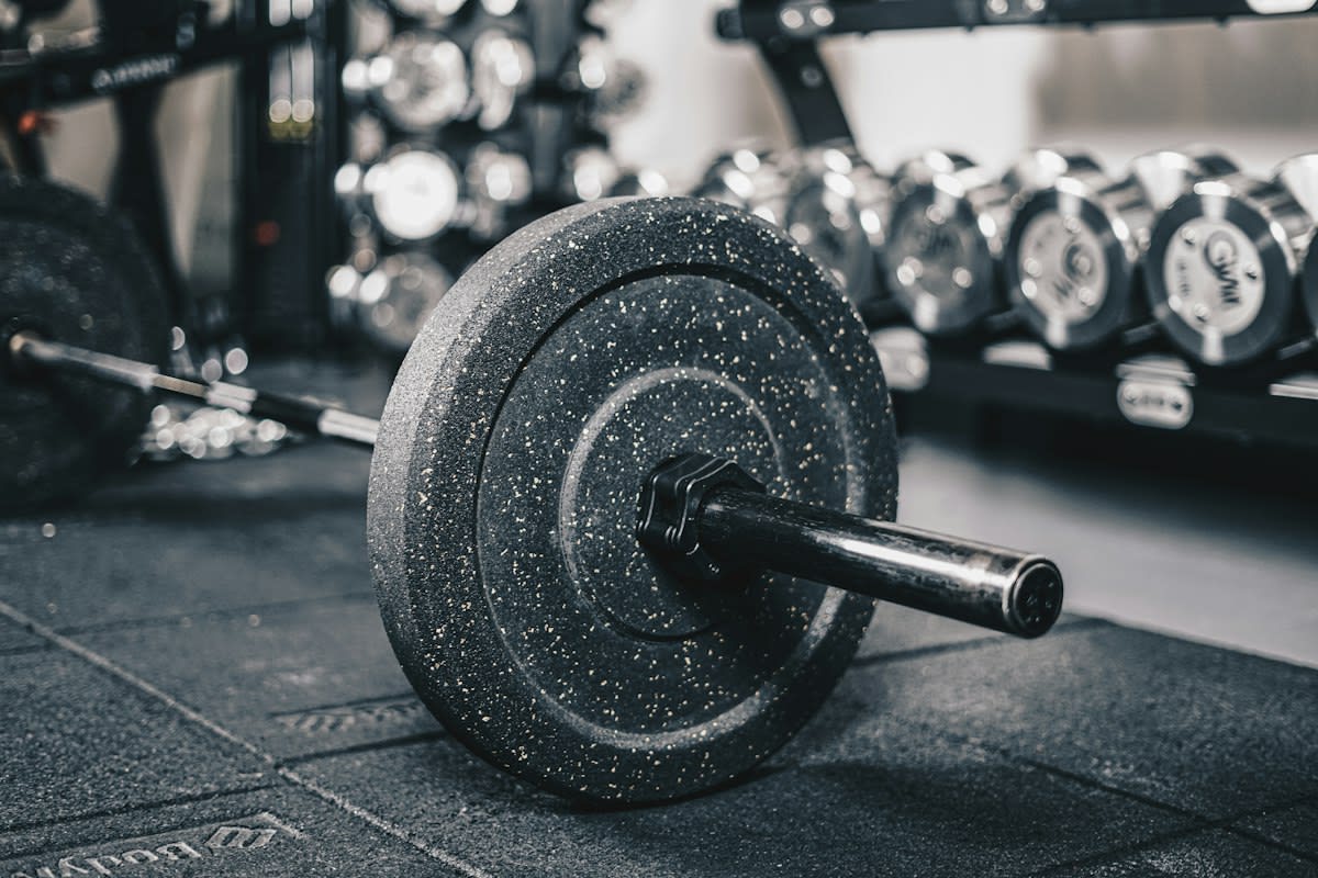 Close up of a gym weight plate
