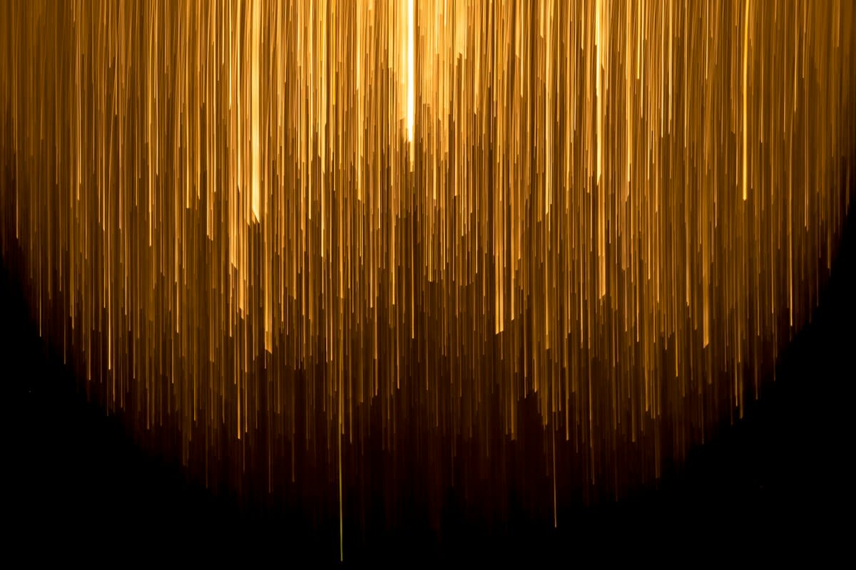 Abstract digital network of gold lines