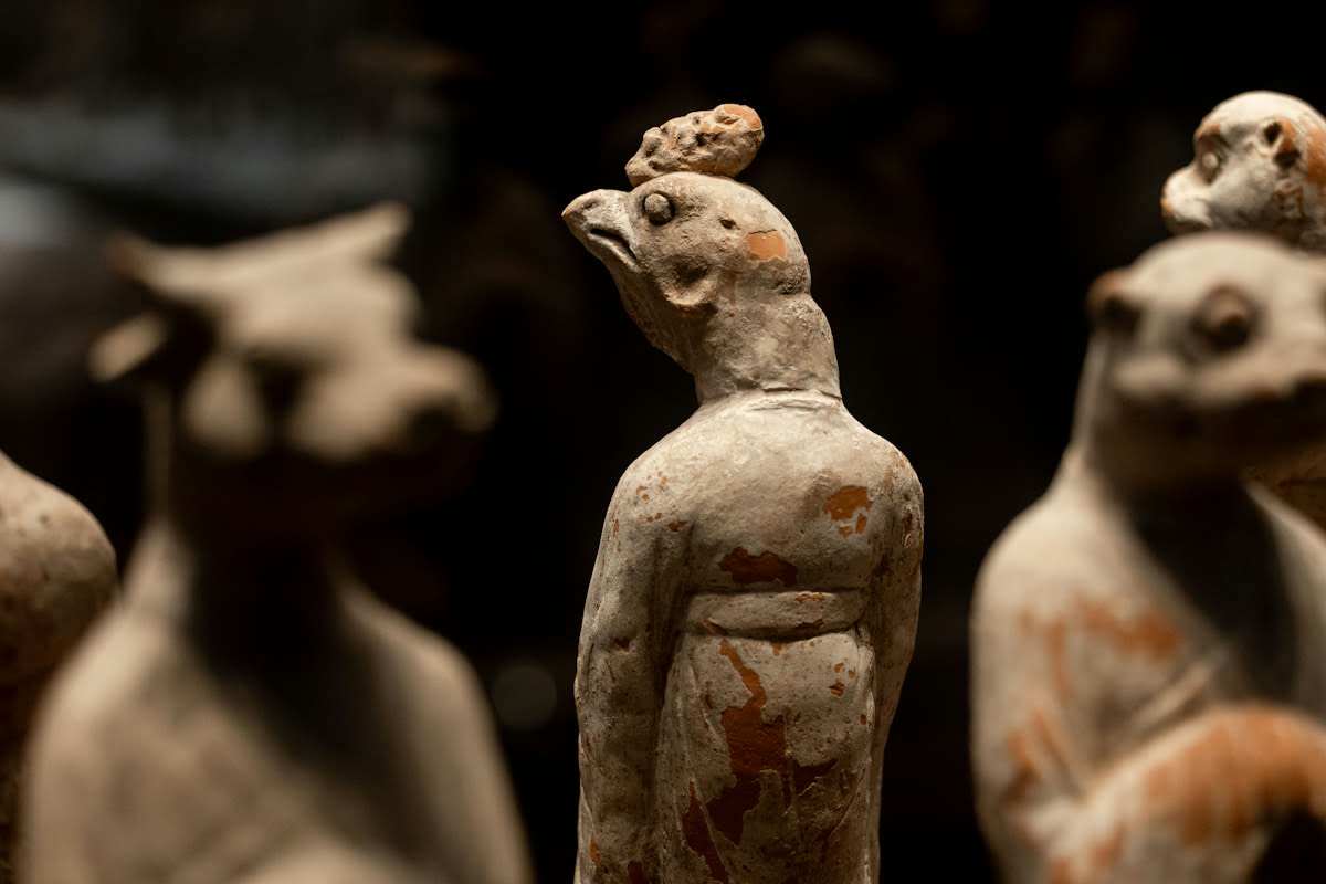 Ancient Jomon pottery and clay figurines