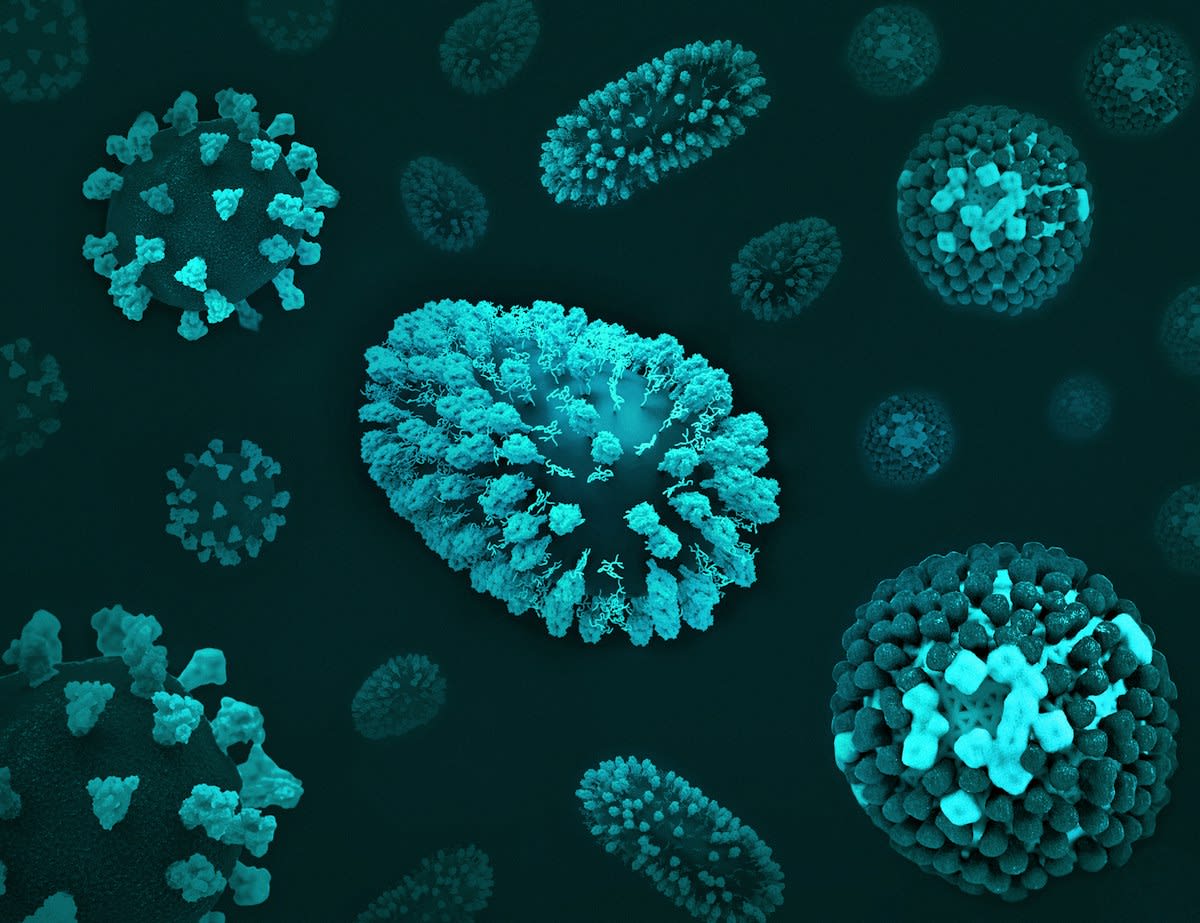 Microscopic view of viral capsids