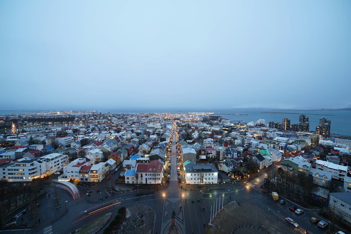 Reykjavik city skyline night