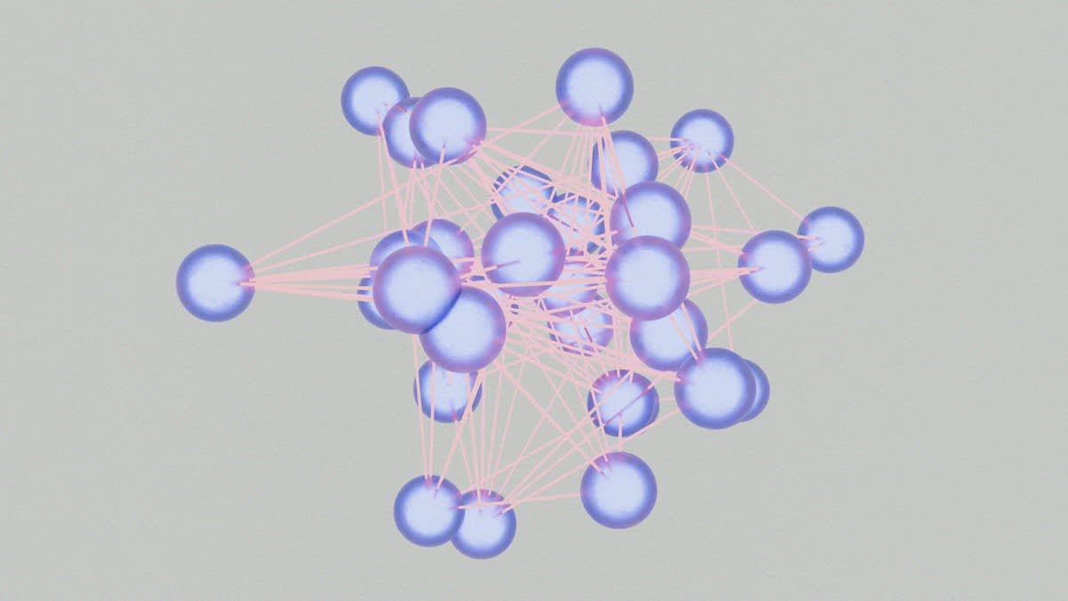 Abstract representation of neural networks and glucose molecules
