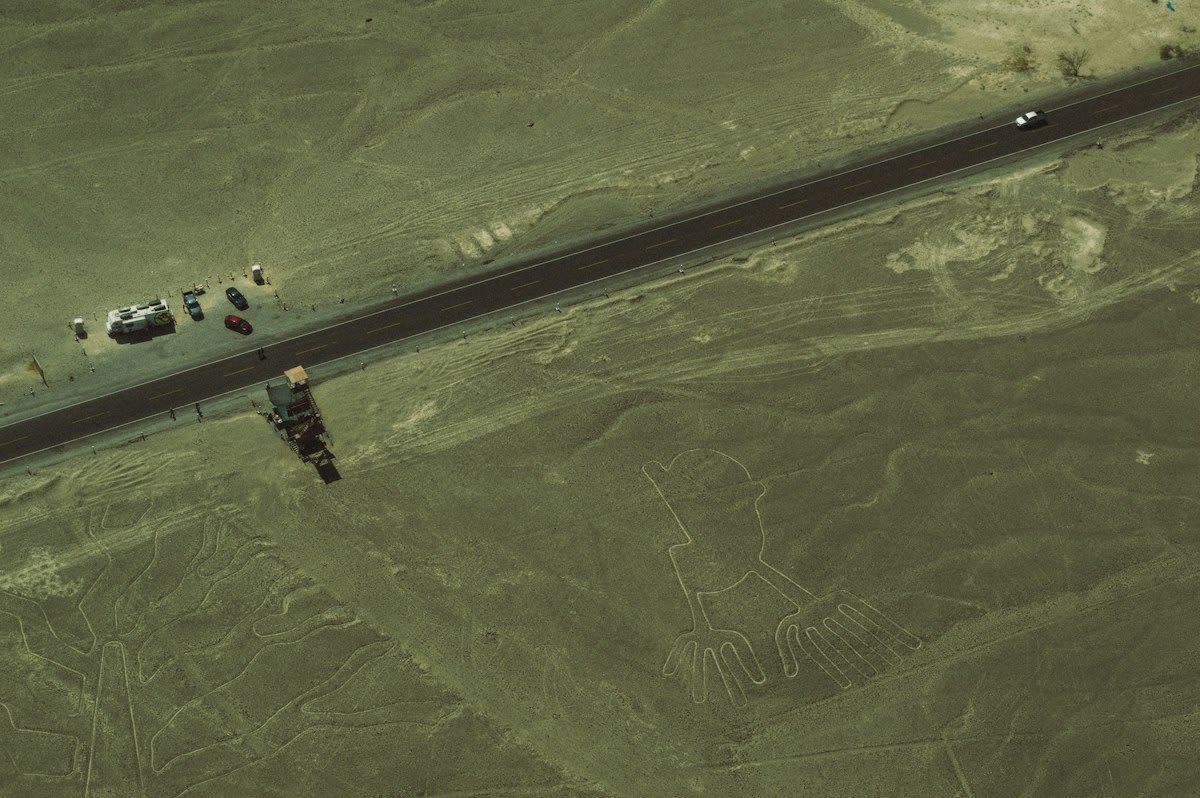 Aerial view of Nazca lines in Peru