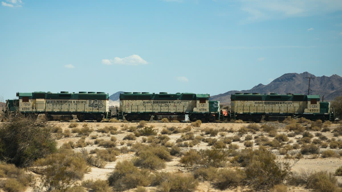 Freight train in desert
