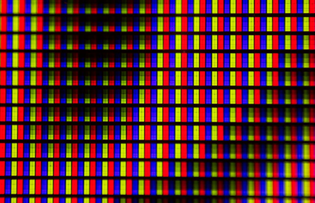 Macro shot of analog noise on a screen
