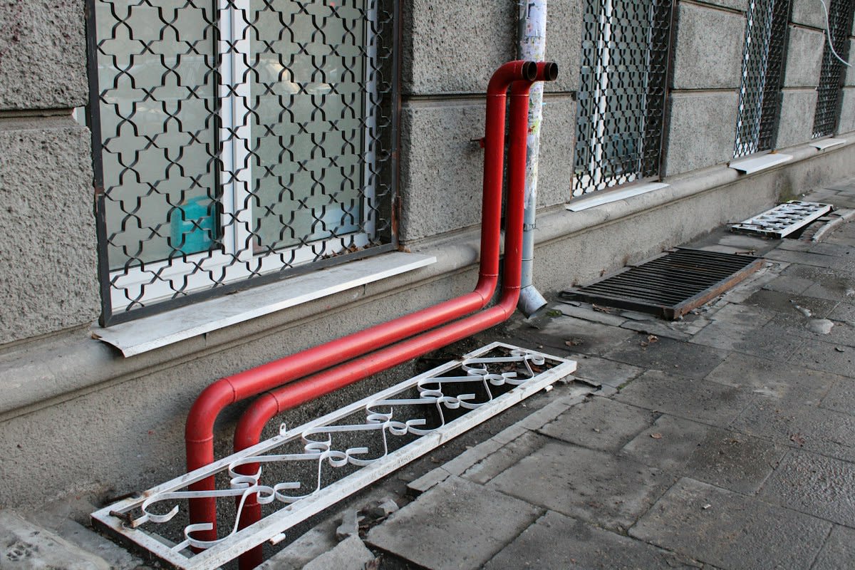 City district heating pipes under a street